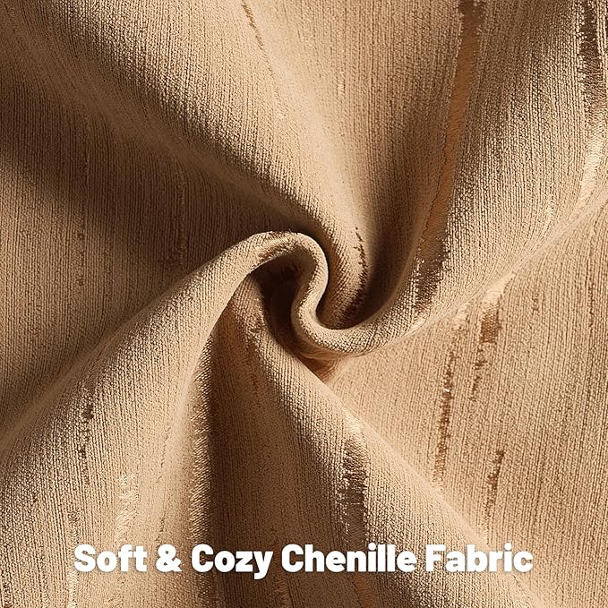 FUTEI Bronze Chenille Decorative Throw Pillow Covers 24x24 Inch Set of 2,Soft Embossed Striped Textured European Cushion Case,Modern Home Decor for Couch Bed Living Room