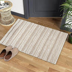 Cotton Rugs for Living Room 24x36 inches, Farmhouse Cotton Area Rug for Bedroom, Washable Tufted Indoor Floor Carpet for Kitchen Dorm Office Dining Room Office Home Decor, Off White Natural