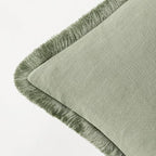 EMEMA Linen Fringe Throw Pillow Covers Set of 2 Boho Farmhouse Accent Decorative Pillowcase with Tassels for Couch Sofa Bed Living Room Home Decor 26x26 Inch,Sage Green