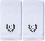 Decorative and Monogrammed Hand Towels for Bathroom Kitchen Makeup | Personalized Gift for Wedding-Bridal | Roman Font Custom Luxury Turkish Towel | Spa Collection, Oversized, 16 X 30 Inch, Set of 2