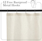 KGORGE Natural Linen Shower Curtain for Bathroom - Linen Blend Button Hole Semi Sheer Lightweight Waterproof Shower Curtains for Bathtub, 72 x 90 inches Long, Hooks Included