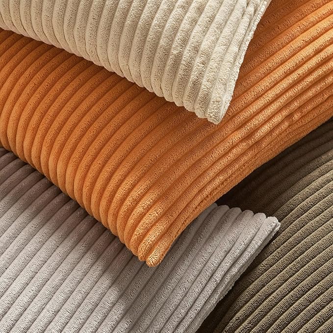 MIULEE Pack of 2 Burnt Orange Pillow Covers 20x20 Inch Soft Striped Corduroy Fall Throw Pillow Covers Set Decorative Square Cushion Cases Pillowcases for Sofa Bedroom Couch