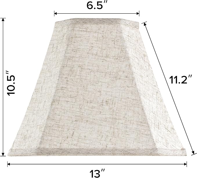 GO&SO Set of 2 Light Beige Lampshade Octagonal Bell Lamp Shades 6.5" Top x 13" Bottom x 11.2" Slant High x 10.5'' Vertical High, Linen Lamp Shade for Table & Floor Lamps - Hand Crafted - Spider Fitter