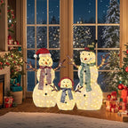 Large Christmas Snowman Family Decorations, 43Inch 3D Pre-Lit Snowman with 200 LED Lights & Zip Ties, Outdoor Indoor Holiday Decor for Yard,Porch,Home-Sparkling White