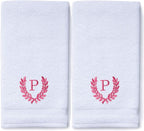 Decorative and Monogrammed Hand Towels for Bathroom Kitchen Makeup | Personalized Gift for Wedding-Bridal | Roman Font Custom Luxury Turkish Towel | Spa Collection, Oversized, 16 X 30 Inch, Set of 2