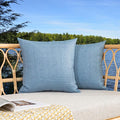 Kevin Textile Pack of 2 Decorative Outdoor Waterproof Checkered Pillow Covers Garden Cushion Sham Throw Pillowcase Shell for Patio Tent Couch 24x24 Inch Light Blue