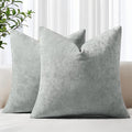 decorUhome Chenille Grey Throw Pillow Covers 22x22 Inch Set of 2, Decorative Soft Couch Pillow Covers Solid Dyed Accent Velvet Farmhouse Neutral Square Pillow Cases for Sofa Bed Living Room