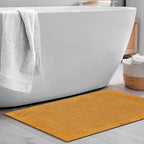 Savi Home Bath Mat Rug 17x24 Honey Mustard, 100% Pure Cotton, Super Soft Bath Rug, Plush & Absorbent, Hand Tufted Heavy Weight Construction, Full Reversible Step Out Rugs