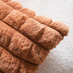 Neelvin Brown Faux Fur Cozy Soft Plaid Decorative Throw Pillow Covers 24x24 inch Set of 2,Velvet Pillowcase Cushion Case for Sofa Couch