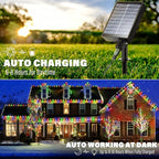 iBaycon Solar C6 Christmas Lights Outdoor, 48FT 100LED C6 Strawberry String Light, 8 Modes Solar Powered Lights String for Xmas Tree House Eaves Roof Christmas Holiday Decorations