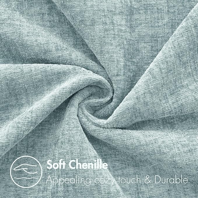 MIULEE Pack of 2 Light Blue Throw Pillow Covers 24x24 Inch Soft Chenille Pillow Covers for Sofa Living Room Couch Solid Dyed Cases