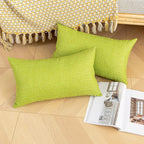 Kevin Textile Pack of 2 Outdoor Waterproof Throw Pillow Covers Spring Decorative Square Outdoor Checkered Pillows Cushion Case Patio Pillows for Couch 12x20 inches 30x50 cm Green