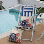 DFXSZ 4th of July Pillow Covers 18x18 Inch Set of 2 Patriotic Blue Red Floral Outdoor Waterproof Decorative Throw Pillows Polyester Cushion Case Decor for Patio Funiture Garden Couch 01H18