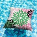 DFXSZ Green Pink Black Flower Pillow Covers 16x16 Inch Set of 2 Outdoor Throw Pillows Outdoor Waterproof Decor for Living Room Sofa Patio Funiture Garden Floral Polyester Pillow Covers 012B16