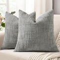 decorUhome Neutral Grey Chenille Throw Pillow Covers 16x16 Set of 2 Thick Textured Slubby Couch Pillow Covers Farmhouse Accent Modern Neutral Decorative Pillow Cases for Bed Sofa Living Room
