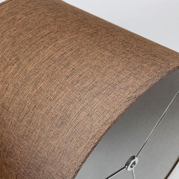 8" Wx 9" H Drum Lampshades, No Assembly Required, Fabric Lampshade for Table Lamp, Bedside Lamp, Floor Lamp, Metal Spider Fitter, Coffee-colored