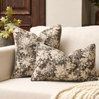 Yangest Neutral Floral Pillow Cover 12 x 20 Inches, Vintage Chenille Rectangle Throw Pillow Cover Soft Decorative Farmhouse Accent Couch Pillow Cover for Living Room Bedroom, Grey