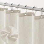 Neutral Linen Shower Curtain for Bathroom with Hooks Water Repellent Earthy Tone Simple Greige Bath Drapes Flax Burlap French Country Shower Curtain for Bathroom Taupe Greyish Beige,72x72 Inch