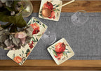 Solino Home Linen Table Runner 60 Inches - 100% Pure Linen Chambray Black Hemstitch Table Runner 14 x 60 Inch Ideal for Dresser and Coffee Tables - Fall, Halloween, Thanksgiving, Christmas - Milan