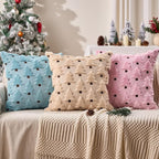 Christmas Pillow Covers 20x20 inch Set of 2 Pink Christmas Decorations Soft Plush Faux Fur Wool Xmas Tree Throw Pillow Cases Winter Holiday Decor for Sofa Living Room PT002E20