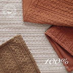 Foindtower Set of 2 Decorative Cotton Waffle Weave Throw Pillow Covers Euro Shams Cushion Covers Accent European Pillowcase for Bed Couch Sofa Bedroom Living Room Home Decor 18×18 Inch Orange Brown