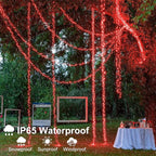 100FT 300 LED Christmas Lights Outdoor, Plug in Christmas Tree Lights with 8 Modes Waterproof, Plug in Green Wire String Twinkle Lights for Indoor Patio Wedding Party Decorations, Red