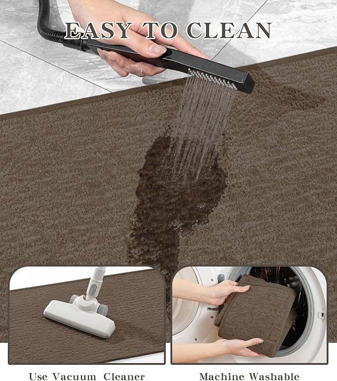 chakme Bathroom Rugs Mat 36x24, Ultra Thin Non Slip Bath Mat Quick Dry Absorbent Bath Mat for Bathroom Floor, (Coffee, 36"x24")