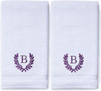 Decorative and Monogrammed Hand Towels for Bathroom Kitchen Makeup | Personalized Gift for Wedding-Bridal | Roman Font Custom Luxury Turkish Towel | Spa Collection, Oversized, 16 X 30 Inch, Set of 2