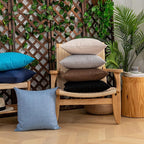 Kevin Textile Pack of 2 Decorative Outdoor Waterproof Throw Pillow Covers Checkered Pillowcases Classic Cushion Cases for Patio Couch Bench 16 x 16 Inch Brown