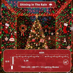 470ft Outdoor Christmas Lights, 1500 LED Super Long String Lights 12 Modes & Timer Memory,Dimmable Outsite Waterproof Light Strings for Xmas Tree Garden Wedding Party Holiday Decorations Red &Green