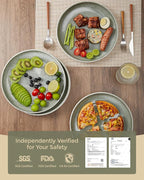 Gradient Green Dinner Plates Set of 6, 10 Inch Reactive Glaze Ceramic Plates Set, Modern Dinnerware Dishes Set for Kitchen, Microwave & Dishwasher Safe, Highly Chip and Crack Resistant