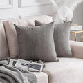 Home Brilliant Throw Pillow Covers 26x26 Euro Sham Covers Super Soft Striped Corduroy Decorative for Couch Bench Sofa Bedroom Patio Furniture, Set of 2, 26 x 26 inch, Ash Grey