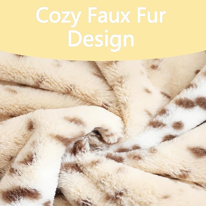 Throw Pillows Covers 20x20, Fluffy Animal Fur Pillow Cover Snow Leopard Cheetah Print Decorative Accent Cushion Covers Pillowcases for Couch Sofa Bedroom Living Room, Beige