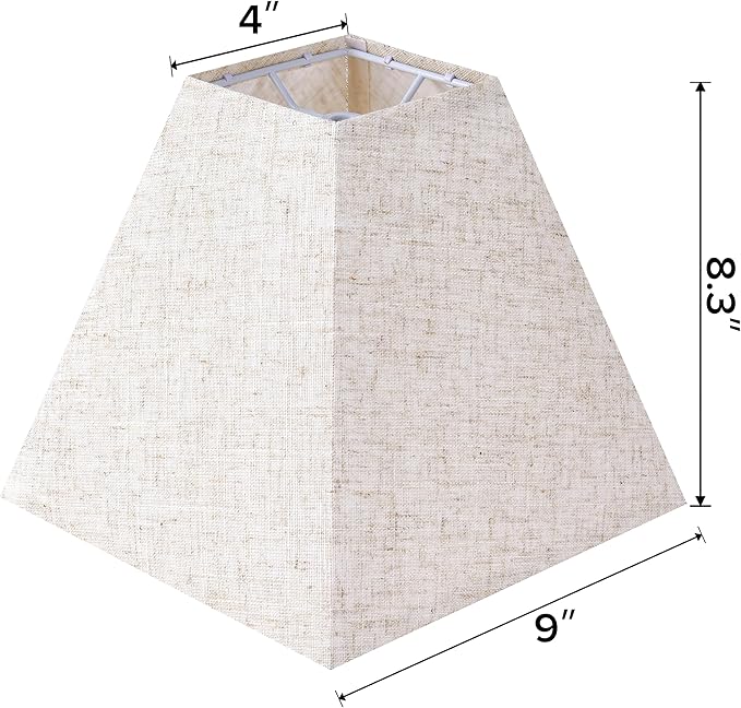 4"×9" × 8.3”inches Spider Set of 2 Small Square Lampshades for Wall Lamps Table Lamps Floor Lamps-Wall Mount Vintage Lamp Shade Fabric,Beige Oatmeal Linen Lampshades Replacement for Bedroom By GO&SO