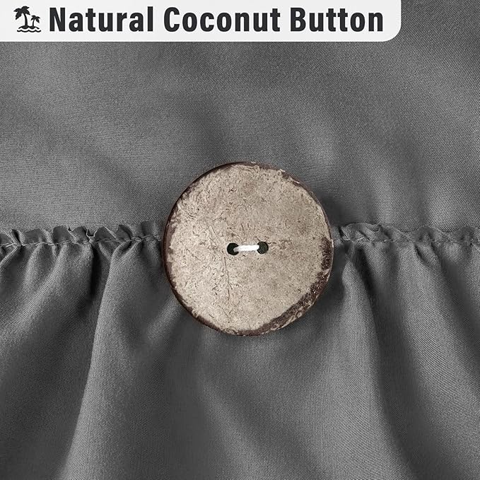 Seasonwood Grey Ruffle Button Shower Curtain Farmhouse Shower Curtain 72 X 78 inch Fabric Shower Curtains for Bathroom Bathtubs Decor