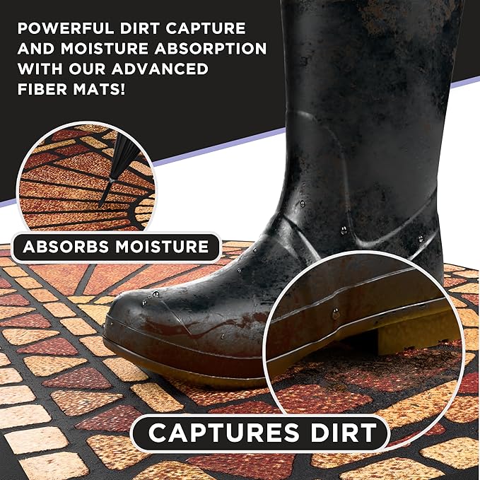 ubdyo Unique Design Door mat - Low Pile Front Doormat Outside Entrance for Efficient Dirt Trapping - All Weather Front Door Mat Indoor Entrance - Anti Slip Welcome Matt Outdoor - (36" x 24", Orange)
