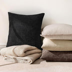 MIULEE Pack of 2 Decorative Throw Pillow Covers Soft Chenille Throw Pillows Solid Neutral Farmhouse Textured Cushion Covers for Couch Sofa Bedroom Living Room 20x20 Inch, Black