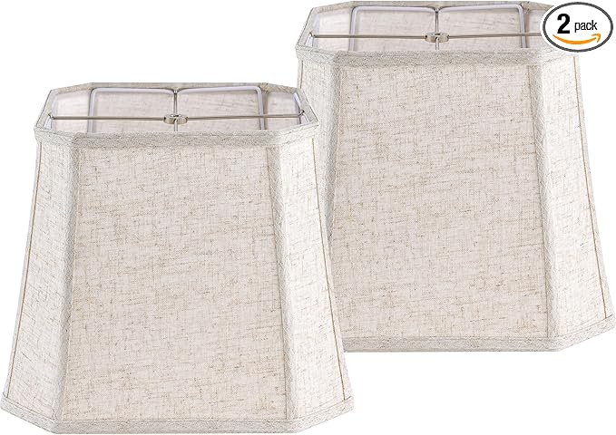 GO&SO 13 Inch Square Lamp Shades Medium,2 Pack Beige Linen Table Lamp Shade 10" × 13"× 10.5" (Spider) Modern Cut Corners Replacement Lampshade for Medium Table & Floor Lamps, Easy Assembly