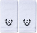Decorative and Monogrammed Hand Towels for Bathroom Kitchen Makeup | Personalized Gift for Wedding-Bridal | Roman Font Custom Luxury Turkish Towel | Spa Collection, Oversized, 16 X 30 Inch, Set of 2