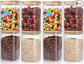 Glass Storage Jars Squar 8 Pack 26 oz Clear Glass Food Storage Containers with Airtight Bamboo Lid Stackable Kitchen Canisters for Candy,Cookie,Rice,Sugar,Flour,Pasta,Nuts and Spice Jars(Square)