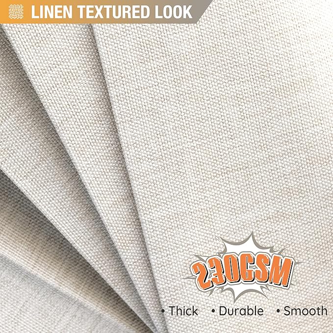 Jubilantex Folding Linen Shower Curtain for Bathroom Beige Waterproof Shower Curtain 1 Panel with 14 Metal Grommets and 1 Tie Back for Hotel,70"x70"
