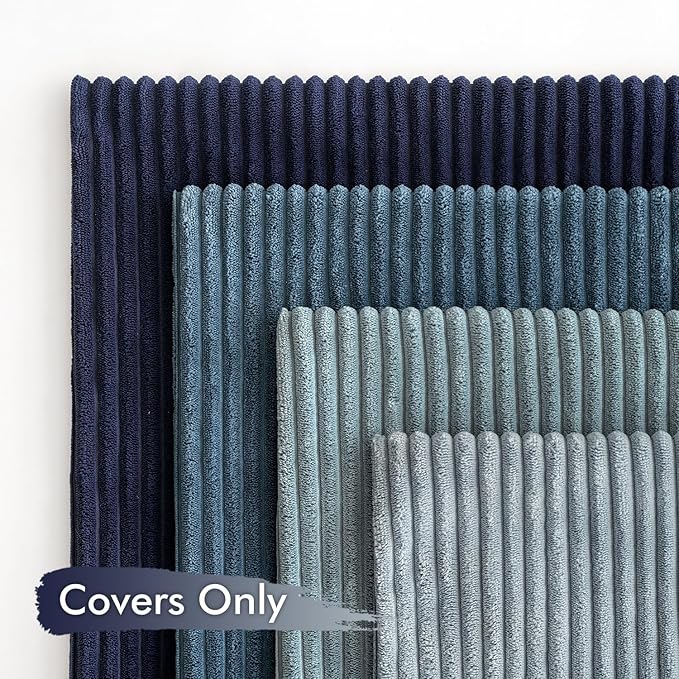 MIULEE Boho Farmhouse Throw Pillow Covers 16x16 Inch Set of 4 Western Neutral Decorative Cushion Covers Soft Modern Coastal Corduroy Home Decor for Couch Bed Sofa Living Room Dark Blue Navy Series