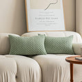 Kevin Textile 2 Packs Lumbar Decorative Throw Pillow Covers 12x20 Inch for Living Room Couch Bed Sofa Spring Soft Striped Corduroy Rectangle Cushion Case 30x50 cm Farmhouse Boho Home Decor Sage Green