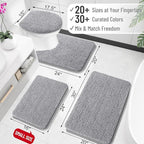 OLANLY Bathroom Rugs 47x17, Extra Soft Absorbent Chenille Bath Rugs, Rubber Backing Quick Dry, Machine Washable Bath Mats for Bathroom Floor, Tub and Shower, Home Decor Accessories, Grey