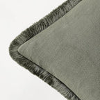 EMEMA Linen Fringe Throw Pillow Covers Set of 2 Boho Farmhouse Accent Decorative Pillowcase with Tassels for Couch Sofa Bed Living Room Home Decor 24x24 Inch,Light Olive Green