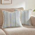 Decorative Pillow Covers Set of 2, Boho Farmhouse Couch Throw Pillows with Tassels, Textured Small Dot Pattern Cushion Cases for Sofa Living Room Home Decor (Blue, 20" x 20" (Pack of 2))