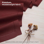 D'Moksha Homes Linen Dark Red Table Runner 84 Inches Long - 100% Pure Linen Table Runner 14 x 84 Inch for Fall, Autumn and Halloween - Classic Hemstitch
