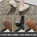 Yimobra Outdoor Mats for Front Door, Stops Mud & Dirt at Entrance, Fits Garage & Patio, All-Weather Waterproof Non Slip Outdoor Indoor Welcome Mat, 29.5x17 Beige