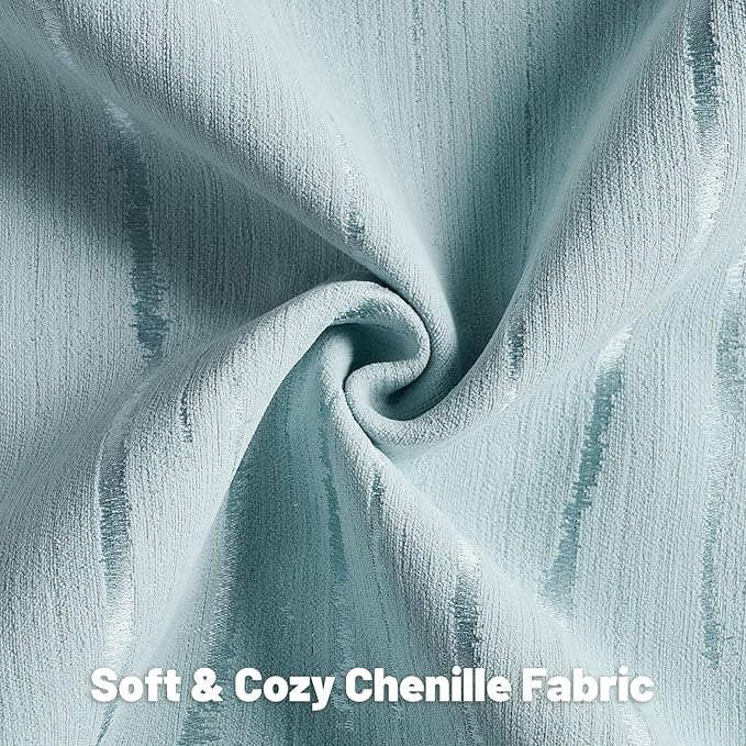 FUTEI Light Blue Chenille Decorative Throw Pillow Covers 20x20 Inch Set of 2,Soft Embossed Striped Textured Cushion Case,Modern Home Decor for Couch Bed Living Room