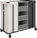 WOWLIVE Laundry Sorter 2 Section 200L Rolling Laundry Hamper with Hanging and Removable Bags Laundry Cart with Steel Frame and Storage Unit Large Basket Organizer for Dorm, Bathroom (Beige and Black)